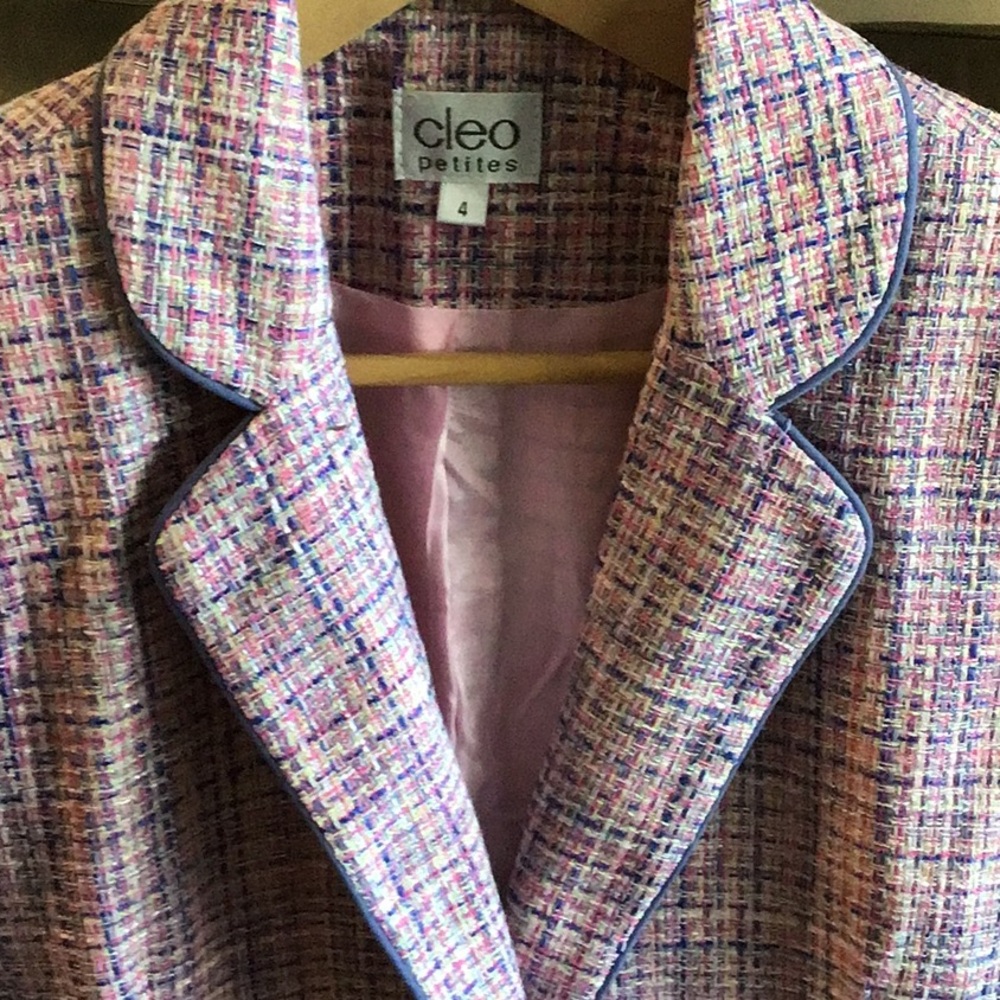 Cleo Tweed Blazer in Pink and Purple - Picture 4 of 4